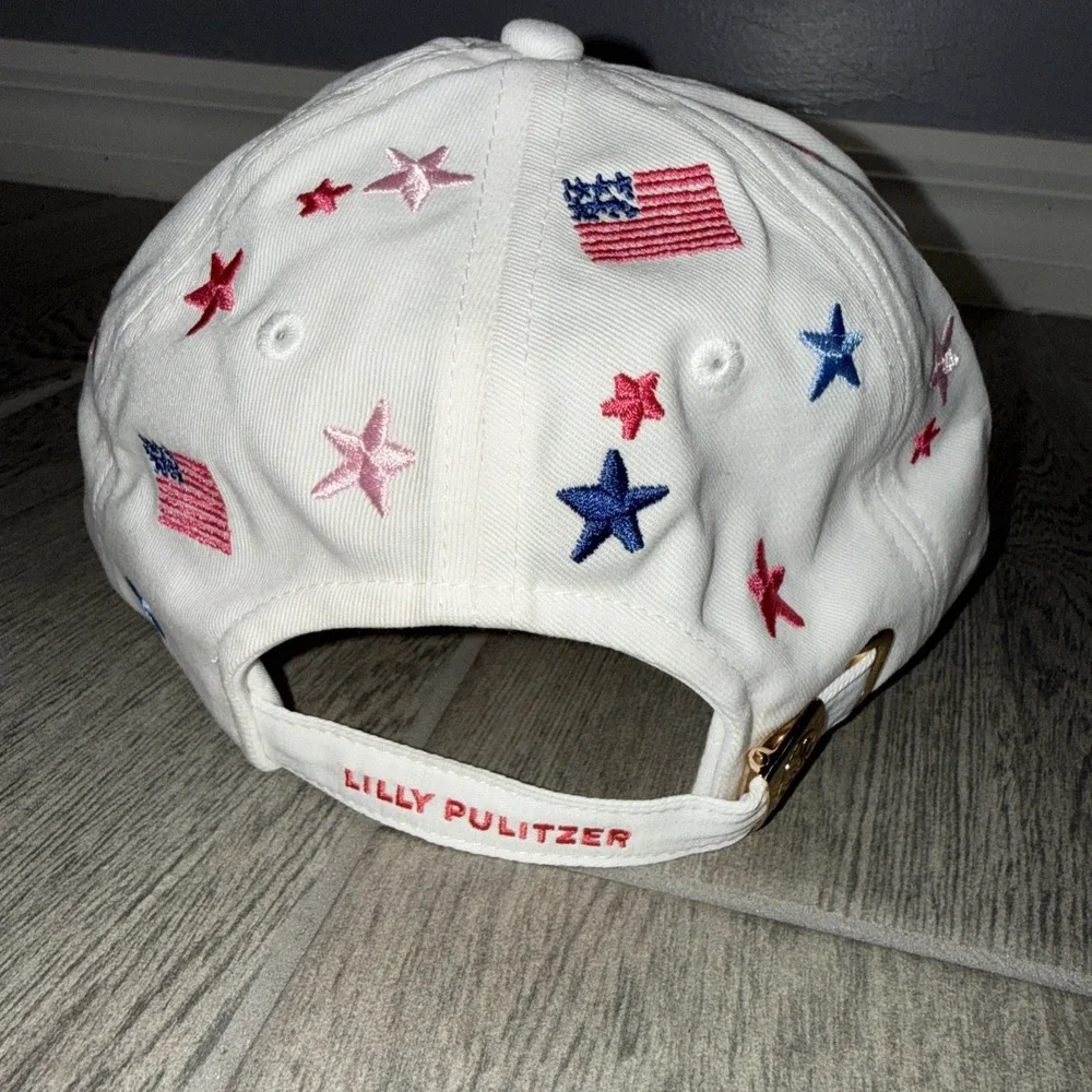 NWT Lilly Pulitzer Embroidered USA Stars Baseball Hat OS 250th celebration